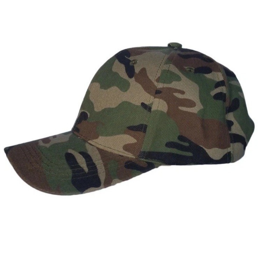 BLANK/NO LOGO CAMO ADJUSTABLE STRAPBACK BASEBALL HAT/CAP, CAMOUFLAGE, OUTDOOR